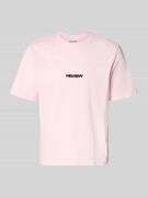 REVIEW T-Shirt mit Logo und Rundhalsausschnitt in Fuchsia, Größe L
