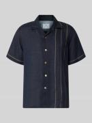 PAUL SMITH Casual Fit Leinenhemd mit Stitchings in Marine, Größe L
