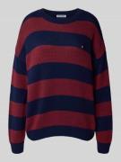REVIEW Relaxed Fit Strickpullover mit Streifenmuster in Bordeaux, Größ...