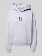 REVIEW Oversized Hoodie mit Motiv-Stitching in Hellgrau Melange, Größe...