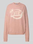 REVIEW Strickpullover mit Label-Print in Altrosa Melange, Größe S