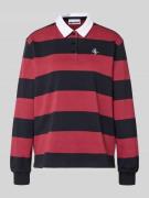 REVIEW Polo-Langarmshirt mit Streifen und kontrastiger Knopfleiste in ...