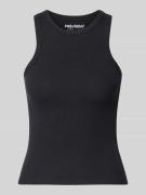 REVIEW Tanktop in Ripp-Optik in Black, Größe L