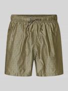 Emporio Armani Regular Fit Badeshorts mit Allover-Logo-Print in Oliv, ...