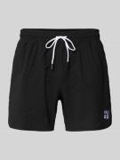 HUGO Badeshorts mit Label Patch Modell 'CHAFFLE SWIMTRUNK' in Black, G...