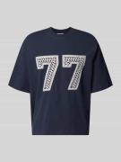 REVIEW T-Shirt mit Ketten-Stickerei und Rundhalsausschnitt in Marine, ...