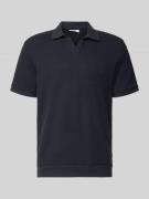 Lindbergh Comfort Fit Poloshirt mit V-Ausschnitt in Dunkelblau, Größe ...