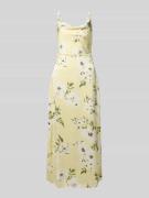 Vila Midikleid im Allover-Look Modell 'RAVENNA' in Hellgelb, Größe 34