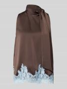 Neo Noir Blusentop aus Satin mit Spitzenbesatz Modell 'LORENZ' in Mitt...