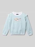 Blue Seven Sweatshirt mit Motiv-Stitching in Weiss, Größe 104