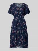 Apricot Knielanges Kleid aus Viskose mit V-Ausschnitt in Marine, Größe...