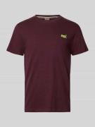 Superdry Regular Fit T-Shirt mit Logo-Stitching in Bordeaux, Größe L