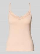 Skiny Slim Fit Top mit Spitzenbesatz in Beige, Größe 36