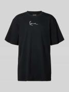 KARL KANI T-Shirt mit Label-Stitching und Rundhalsausschnitt in Black,...