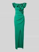 Lipsy Slim Fit Abendkleid mit Rüschenbesatz in Gruen, Größe 32