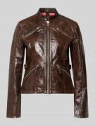 Blauer USA Bikerjacke in Leder-Optik Modell 'LIBBEY' in Dunkelbraun, G...