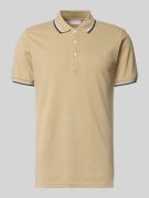 Lindbergh Relaxed Fit Poloshirt mit Kontraststreifen in Beige, Größe L