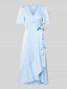 YAS Cocktailkleid mit Volantsaum Modell 'THEA' in Hellblau, Größe 34