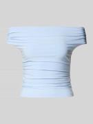 Forever New Slim Fit T-Shirt mit Raffungen Modell 'Mimi' in Hellblau, ...