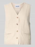 Pieces Regular Fit Weste aus Viskose-Leinen-Mix Modell 'VINSTY' in Bei...