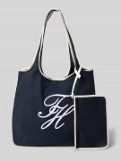 Tommy Hilfiger Strandtasche aus Baumwoll-Leinen-Mix in Dunkelblau, Grö...