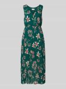 Apricot Midikleid mit Plisseefalten und V-Ausschnitt in Gruen, Größe L