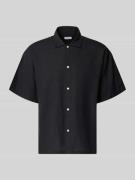 Jack & Jones Regular Fit Freizeithemd aus Baumwoll-Leinen-Mix in Black...