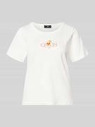 monari T-Shirt mit Motiv-Print und Strasssteinbesatz in Weiss, Größe 3...