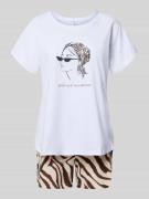 LOUIS & LOUISA Pyjma mit Motiv und Stitching Modell 'Wild und Wunderba...