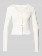 Only Slim Fit Langarmshirt aus Baumwoll-Mix Modell 'LAILA' in Offwhite...
