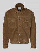 Wood Wood Jeansjacke mit Brusttaschen Modell 'Type 10' in Dunkelbraun,...