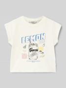 Garcia Regular Fit T-Shirt mit Motiv-Print in Weiss, Größe 152