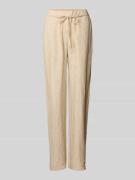 MAC Straight Leg Leinenhose mit Bindegürtel Modell 'Chiara' in Beige, ...