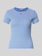 Tommy Jeans Slim Fit T-Shirt aus Baumwoll-Mix in Blau, Größe L