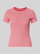 Tommy Jeans Slim Fit T-Shirt aus Baumwoll-Mix in Rot, Größe L
