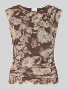 Jake*s Collection T-Shirt mit Raffungen und Rundhalsausschnitt in Dunk...