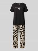 LOUIS & LOUISA Pyjama mit Stitching Modell 'Schmusekatze' in Black, Gr...