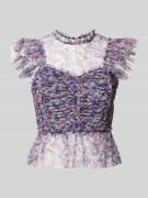 Lipsy Slim Fit Blusentop mit Smok-Details in Bleu, Größe 36