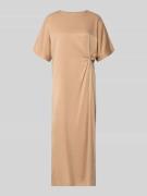 Drykorn Midikleid mit Knotendetail Modell 'INDAH' in Lachs, Größe 34