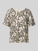 comma Blusenshirt mit Paillettenbesatz und Rundhalsausschnitt in Offwh...