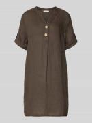 ZABAIONE Tunikakleid aus Leinen mit V-Ausschnitt Modell 'Ki44ra' in He...