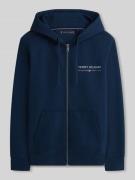 Tommy Hilfiger Sweatjacke mit Logo-Detail aus reiner Baumwolle in Mari...