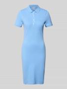 Gant Knielanges Polokleid mit Label-Stitching in Hellblau, Größe L