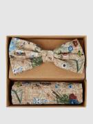 Prince Bowtie Fliege und Einstecktuch im Set aus Seiden-Baumwoll-Mix i...