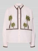 Jake*s Casual Regular Fit Hemdbluse mit floralem Stitching in Pink, Gr...