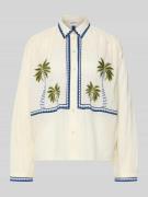 Jake*s Casual Regular Fit Hemdbluse mit floralem Stitching in Beige, G...