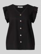 B.Young Regular Fit Bluse aus Leinen-Viskose-Mix mit Rüschen in Black,...