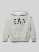 GAP Regular Fit Hoodie mit Logo-Print in Hellgrau Melange, Größe 104