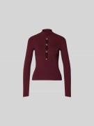 Self-Portrait Slim Fit Longsleeve aus Viskose-Mix in Gold, Größe L