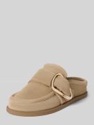 INUIKII Mules aus echtem Leder mit Logo-Detail in Beige, Größe 36
